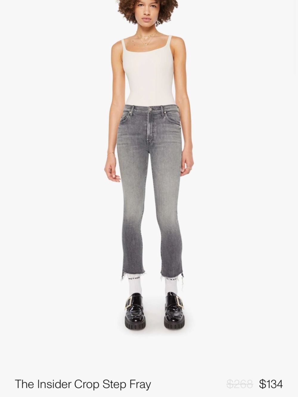 Mother jeansThe Insider Crop Step Fray Women’s Gray “mosh pit memories”